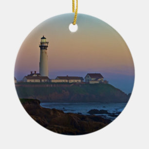 Sunset at Pigeon Point Lighthouse California Ceramic Tree Decoration