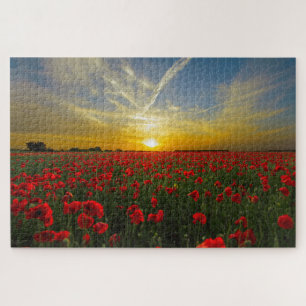 Sunset at poppy field jigsaw puzzle