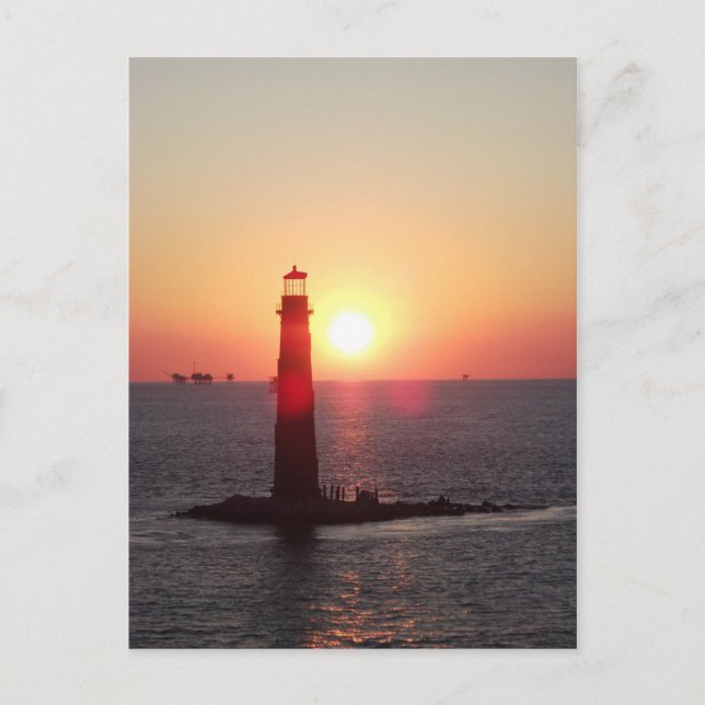 Sunset at Sand Island Lighthouse Postcard (Front)