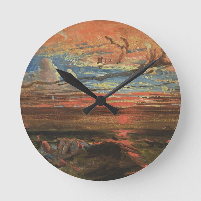 Sunset at Sea after a Storm (oil on pressed cardbo Round Clock (Front)