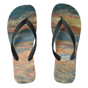 Sunset at Sea by Pierre Renoir, Vintage Fine Art Jandals