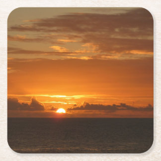 Sunset at Sea I Tropical Colourful Seascape Square Paper Coaster