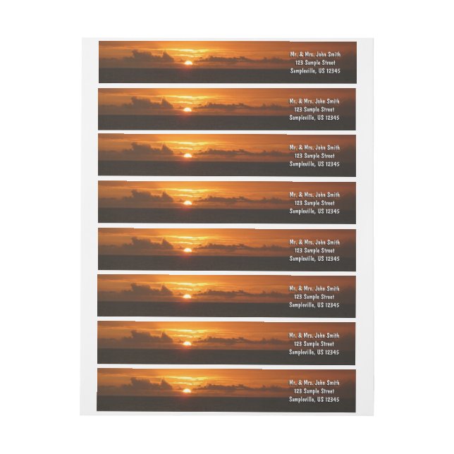 Sunset at Sea I Tropical Colourful Seascape Wrap Around Label (Sheet)
