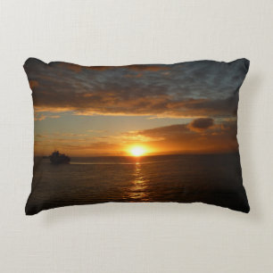 Sunset at Sea II Tropical Seascape Decorative Cushion