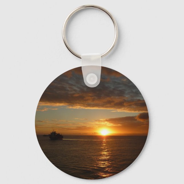 Sunset at Sea II Tropical Seascape Key Ring (Front)