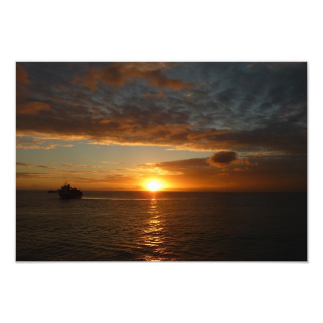 Sunset at Sea II Tropical Seascape Photo Print (Front)