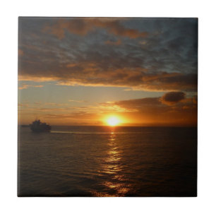 Sunset at Sea II Tropical Seascape Tile
