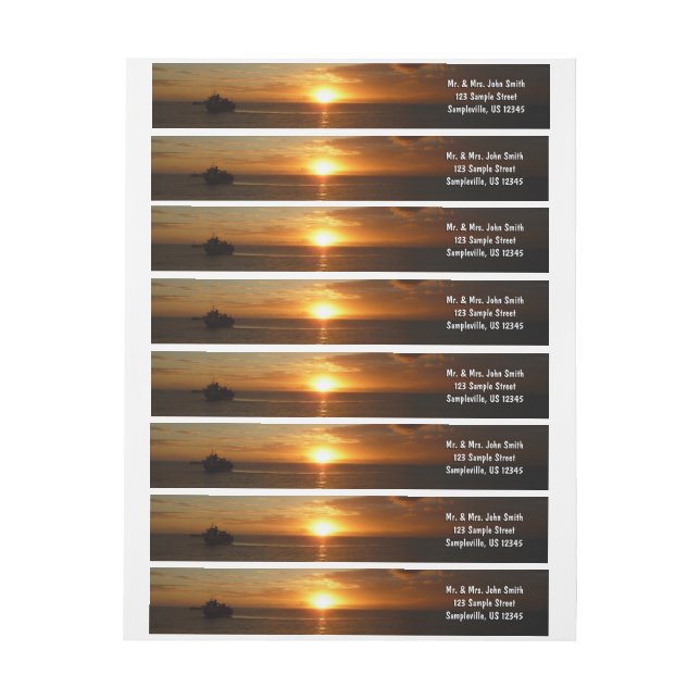 Sunset at Sea II Tropical Seascape Wrap Around Label (Sheet)