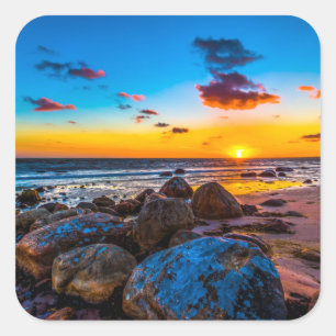 Sunset At Sea Square Sticker