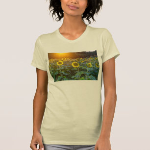 Sunset At Sunflower Field T-Shirt