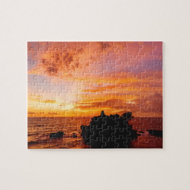 Sunset at Tanah Lot temple. Bali island, Indonesia Jigsaw Puzzle (Horizontal)