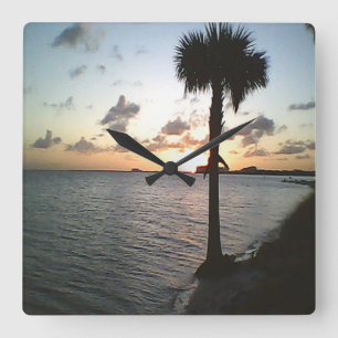 Sunset At The Beach Square Wall Clock
