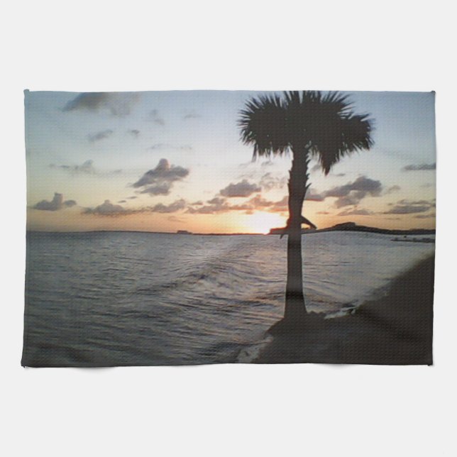 Sunset At The Beach Tea Towel (Horizontal)