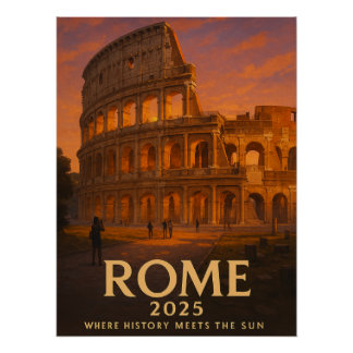 Sunset at the Colosseum Poster