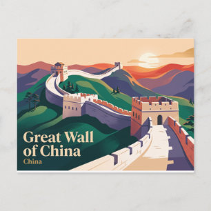 Sunset at the Great Wall of China Postcard