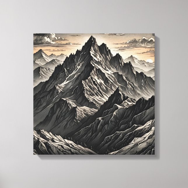 Sunset at the mountains artwork canvas print (Front)