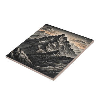 Sunset at the mountains artwork tile