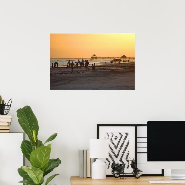 Sunset at the ocean beach  poster (Home Office)