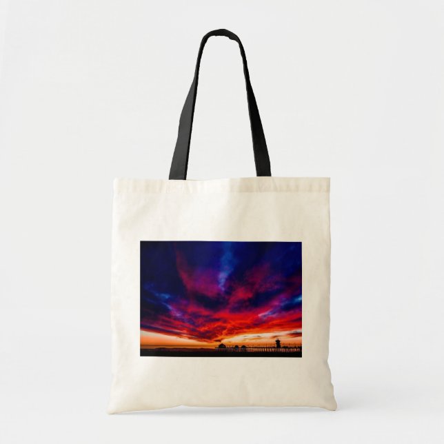 Sunset at the Pier, Huntington Beach, CA Tote Bag (Front)