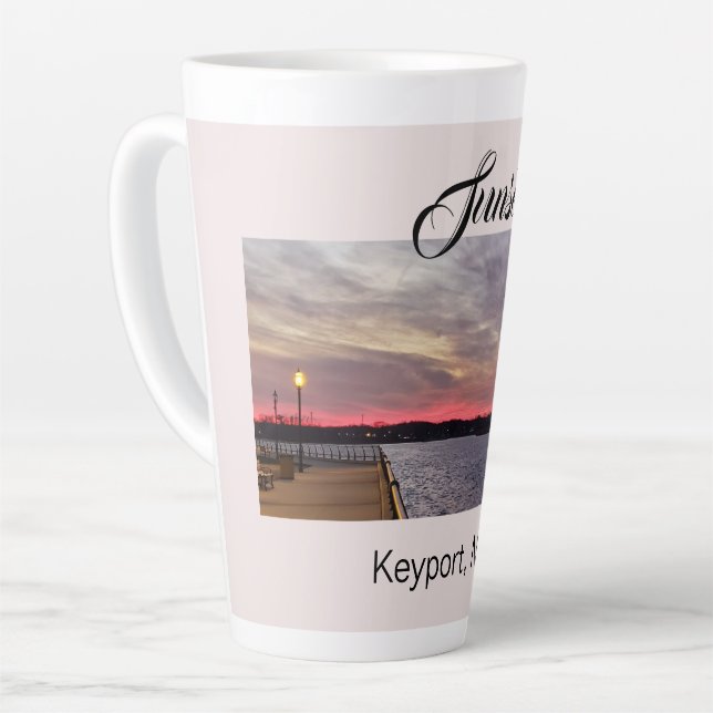 Sunset at the Pier Keyport NJ Latte Mug (Left Angle)