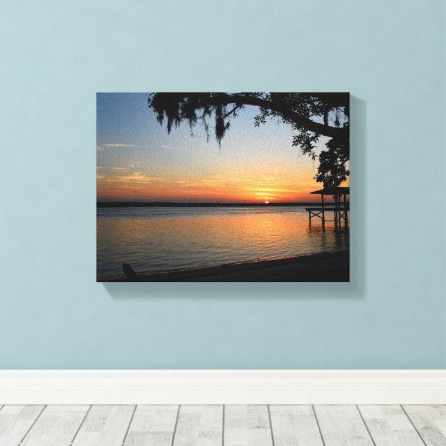 Sunset at the river canvas print (Insitu(Wood Floor))