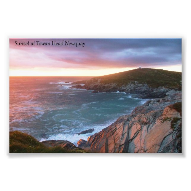 Sunset at Towan Head Newquay Cornwall England Photo Print (Front)