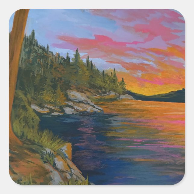 Sunset At Tubbs Hill Square Sticker (Front)
