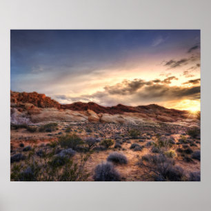 Sunset at Valley of Fire State Park Nevada, USA Poster