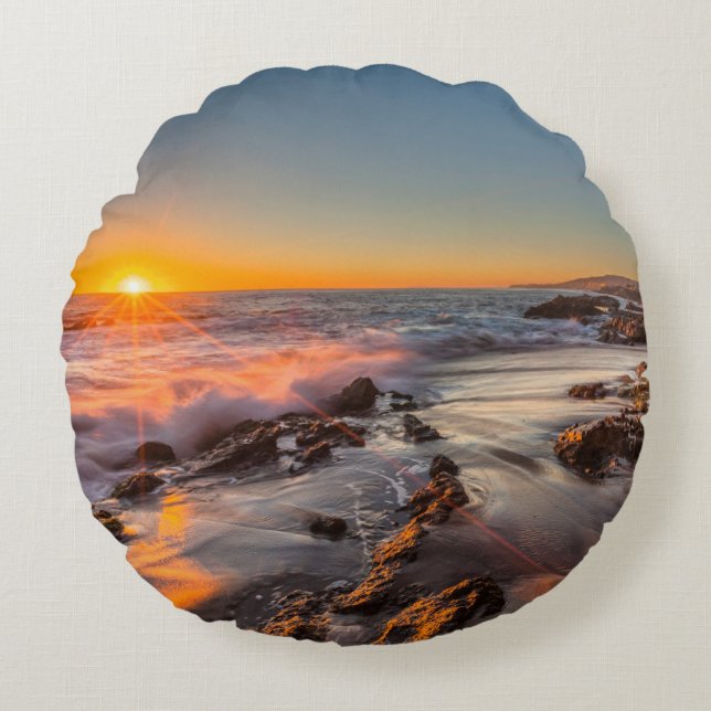 Sunset at Victoria Beach Round Cushion (Front)