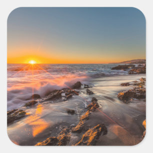 Sunset at Victoria Beach Square Sticker