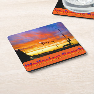 Sunset at Wollaston Beach Square Paper Coaster
