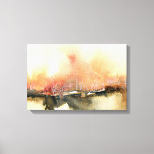 Sunset Atmospheric Orange Brown Abstract Landscape Canvas Print