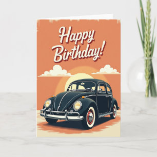 Sunset Auto Birthday Card