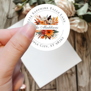 Sunset Autumn Floral Classic Round Sticker