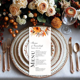 Sunset Autumn Floral Watercolor Wedding Menu