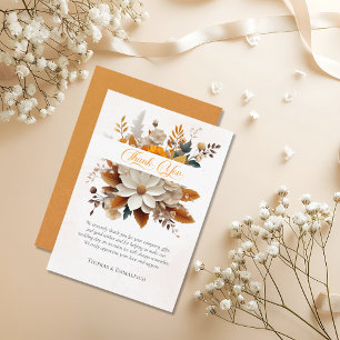 Sunset Autumn Floral Wedding Thank You Card