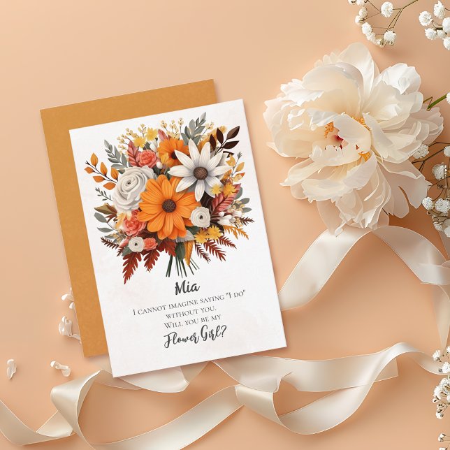 Sunset Autumn Florals Flower Girl Proposal Invitation (Creator Uploaded)