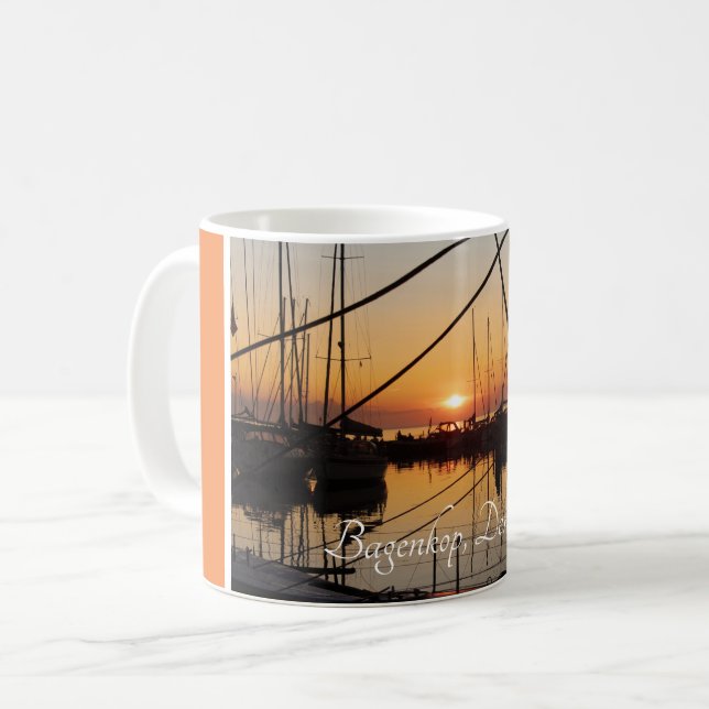Sunset Bagenkop Harbour, Langeland, Denmark Coffee Mug (Front Left)