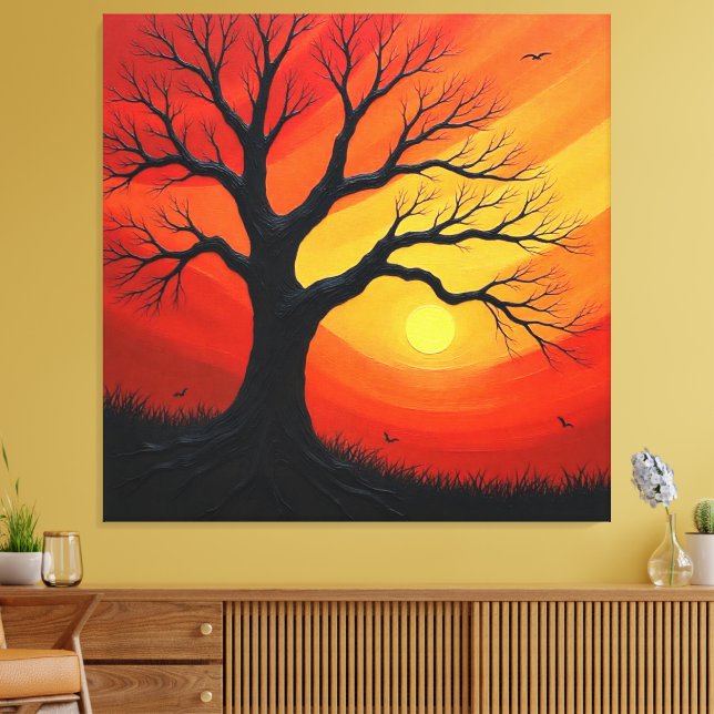 Sunset Bare Tree Canvas Print (Insitu(LivingRoom))