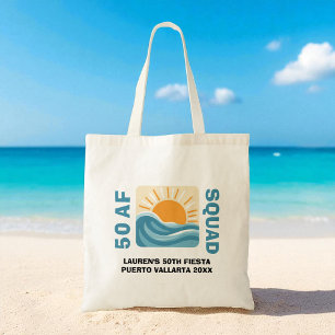 Sunset Beach 50 AF Crew Cute Birthday Tote Bag
