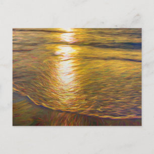 Sunset Beach Abstract Art Postcard