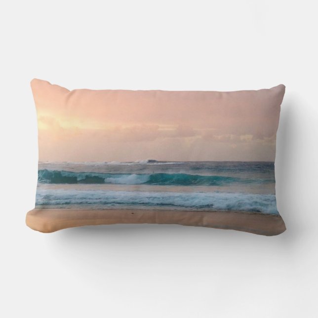 Sunset Beach and ocean  Lumbar Cushion (Front)