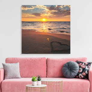 Sunset Beach Canvas Wall Art Serene Ocean Horizon