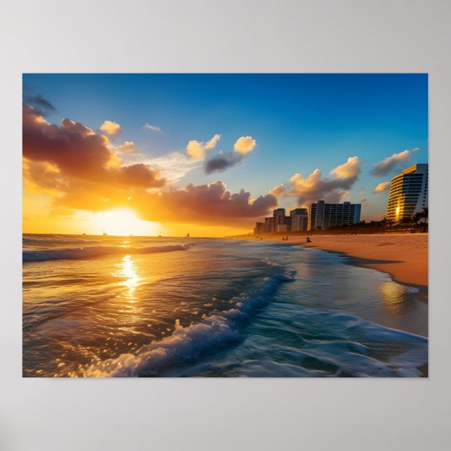 Sunset Beach Cityscape Poster (Front)