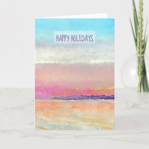 Sunset Beach Coastal Themed Holiday Greetings Card