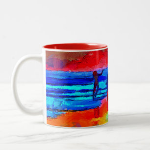 Sunset Beach Dancer in Primary Colours Coffee Mug