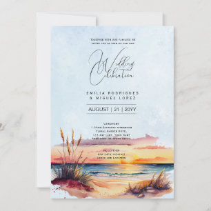 Sunset Beach Destination Coastal Wedding Invitation