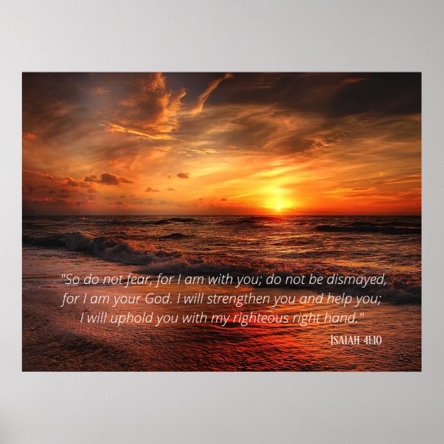 Sunset Beach Do Not Fear Isaiah 41:10 Poster (Front)