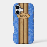 Sunset Beach Faux Wood Surfboard Hawaiian Monogram