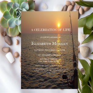 Sunset Beach Fishing Celebration Of Life Invitation